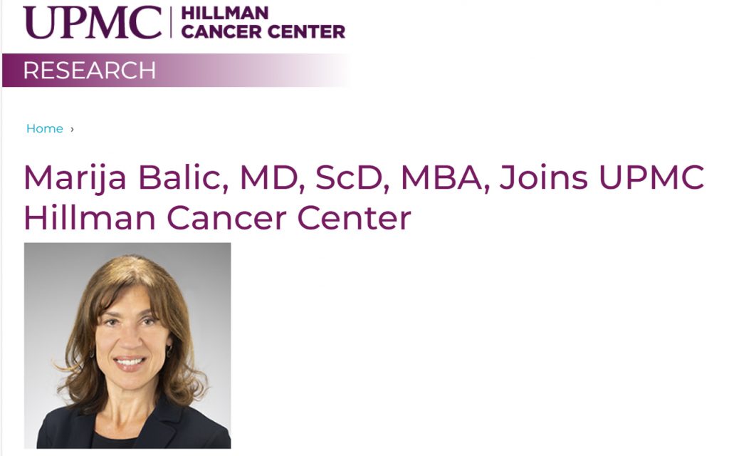 Marija Balic MD PhD joins UPMC from the Medical University of Graz, as new clinical co-leader of the WCRC.