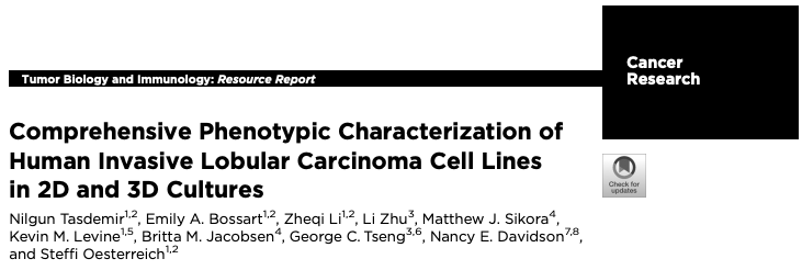 Important ILC Research: “Comprehensive 2D and 3D phenotypic characterization of human invasive lobular carcinoma cell lines”