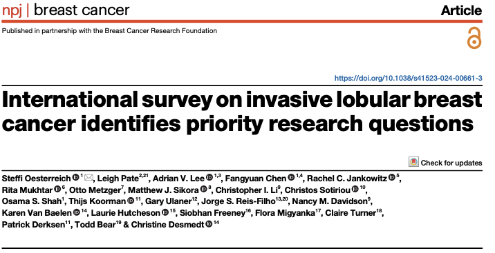 Important ILC Research: “International survey on invasive lobular breast cancer identifies priority research questions”